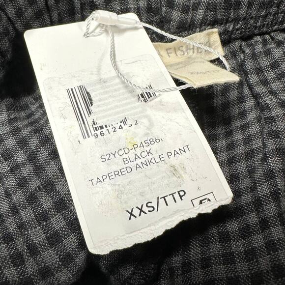 Eileen Fisher NWT Tapered Organic Linen Ankle Pants Black Gray Gingham Size XXS - Picture 7 of 12